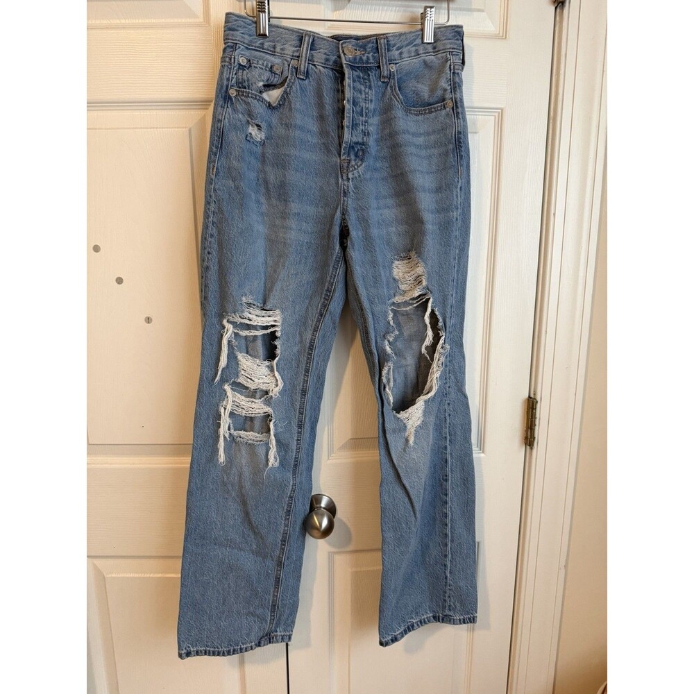 Aeropostale Light Wash 90s Baggy Ripped High Rise Jeans Size 8